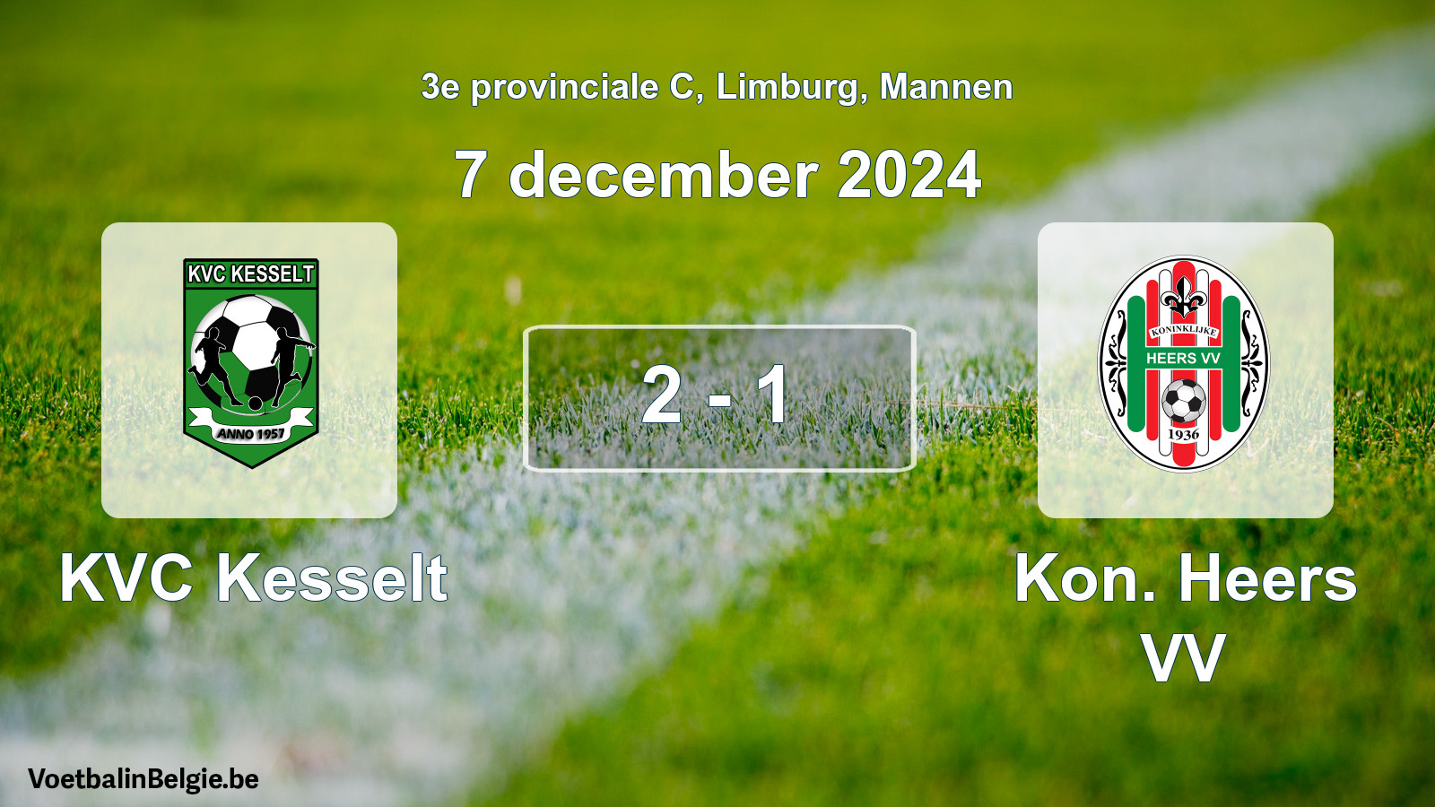 Gespeelde wedstrijd mannenvoetbal: KVC Kesselt - Kon. Heers VV 2 - 1 (7 december 2024)