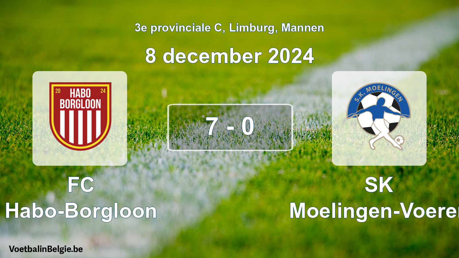 Gespeelde wedstrijd mannenvoetbal: FC Habo-Borgloon - SK Moelingen-Voeren 7 - 0 (8 december 2024)