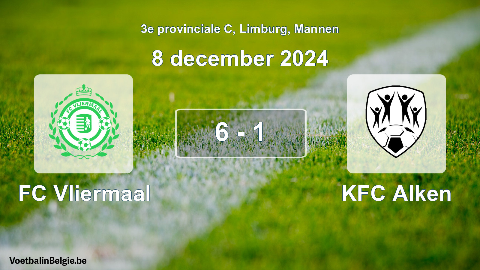 Gespeelde wedstrijd mannenvoetbal: FC Vliermaal - KFC Alken 6 - 1 (8 december 2024)