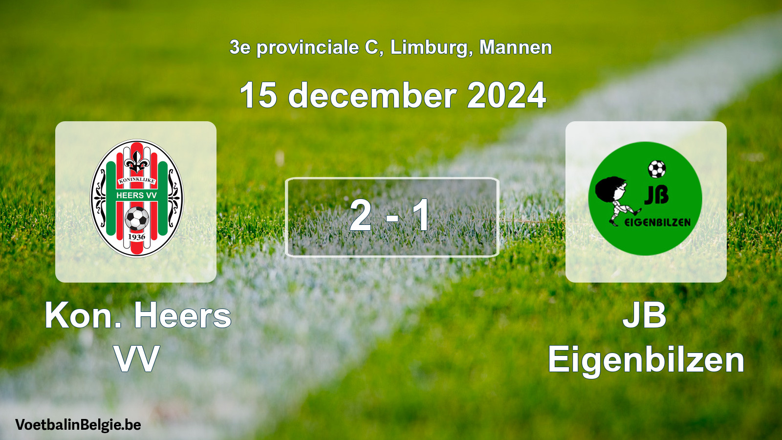 Gespeelde wedstrijd mannenvoetbal: Kon. Heers VV - JB Eigenbilzen 2 - 1 (15 december 2024)
