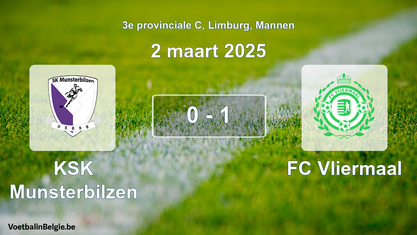 Gespeelde wedstrijd mannenvoetbal: KSK Munsterbilzen - FC Vliermaal 0 - 1 (2 maart 2025)