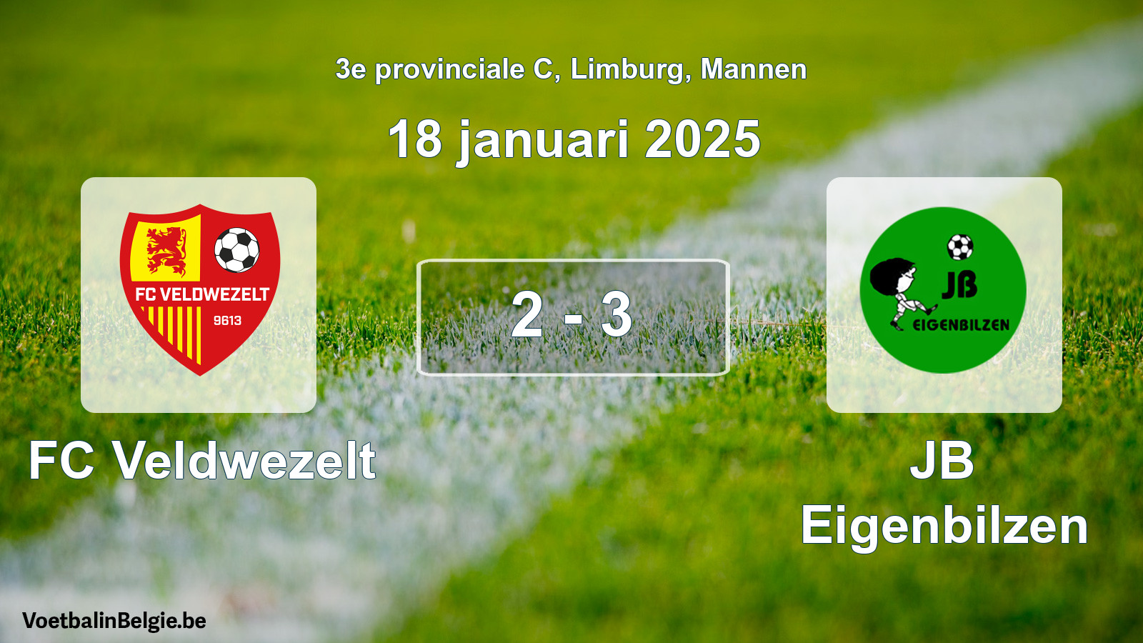Gespeelde wedstrijd mannenvoetbal: FC Veldwezelt - JB Eigenbilzen 2 - 3 (18 januari 2025)