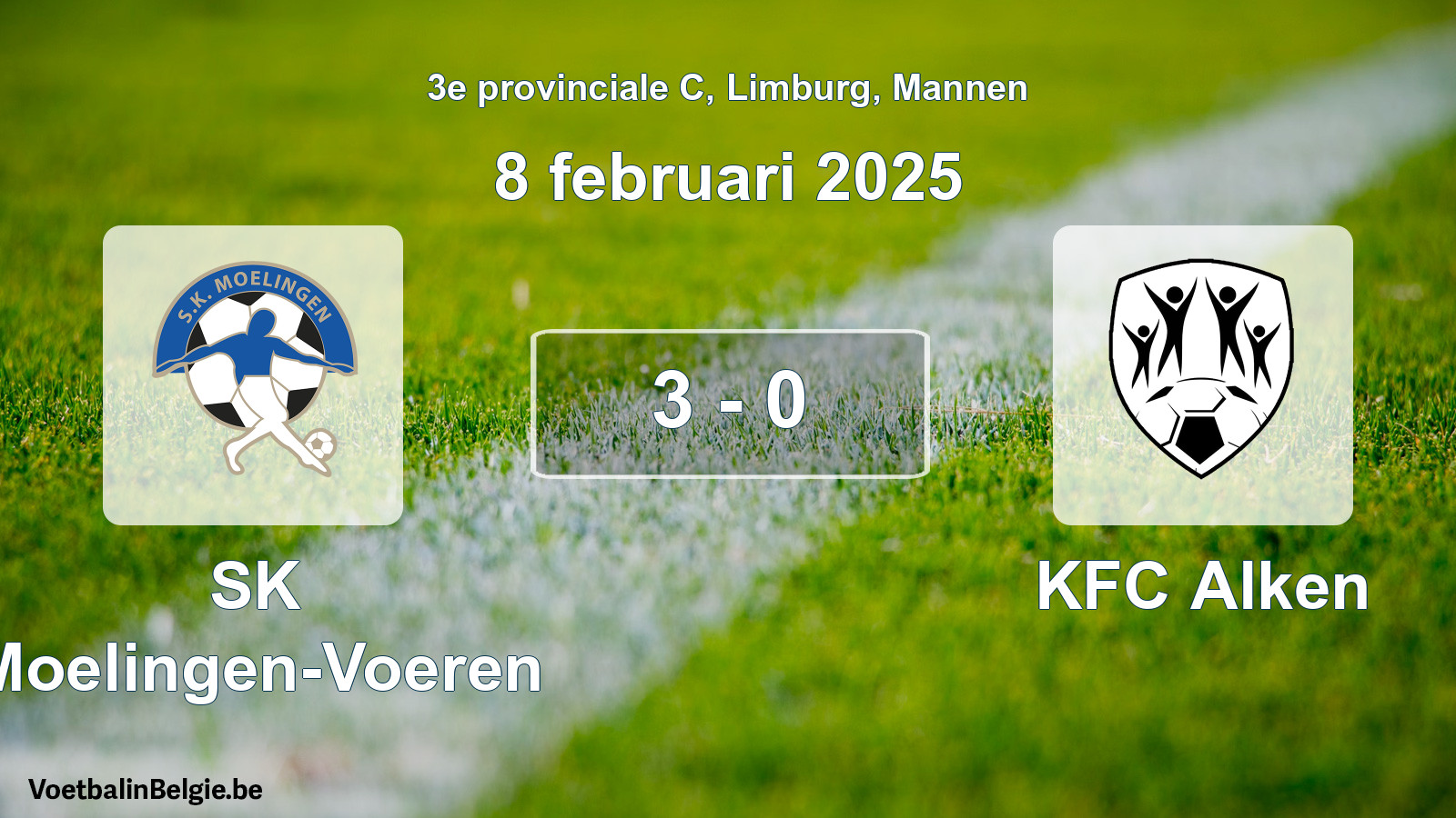 Gespeelde wedstrijd mannenvoetbal: SK Moelingen-Voeren - KFC Alken 3 - 0 (8 februari 2025)