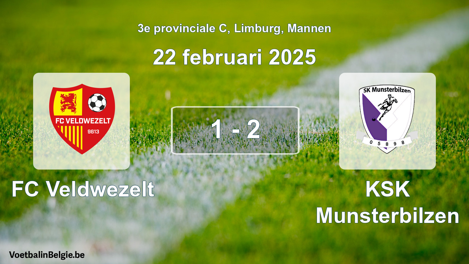 Gespeelde wedstrijd mannenvoetbal: FC Veldwezelt - KSK Munsterbilzen 1 - 2 (22 februari 2025)