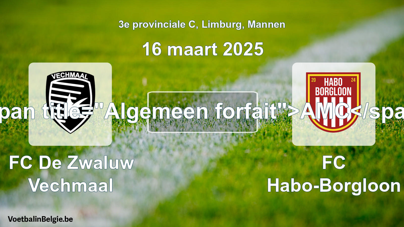 Allgemeines Forfait: FC De Zwaluw Vechmaal - FC Habo-Borgloon (16 März 2025)