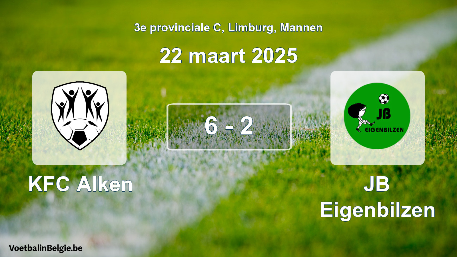 Gespeelde wedstrijd mannenvoetbal: KFC Alken - JB Eigenbilzen 6 - 2 (22 maart 2025)