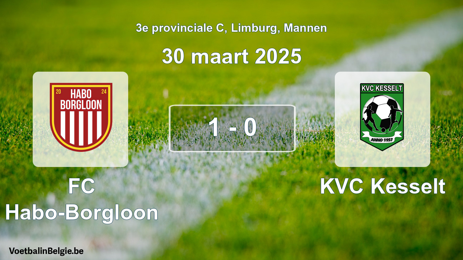 Gespeelde wedstrijd mannenvoetbal: FC Habo-Borgloon - KVC Kesselt 1 - 0 (30 maart 2025)