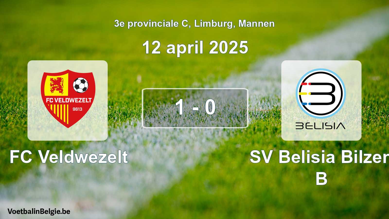 Gespieltes Spiel männer-Fußball: FC Veldwezelt - SV Belisia Bilzen B 1 - 0 (12 April 2025)