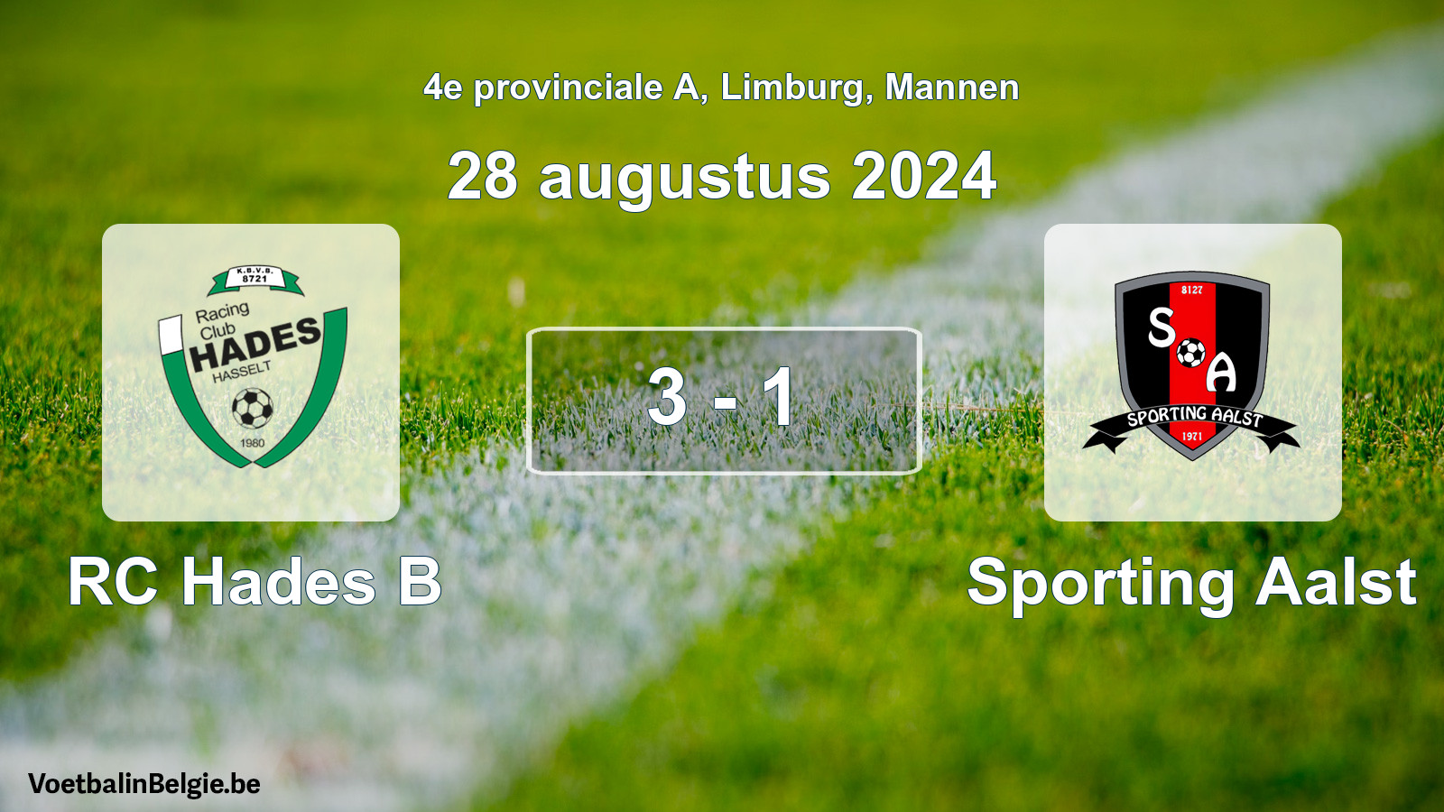 Gespeelde wedstrijd mannenvoetbal: RC Hades B - Sporting Aalst 3 - 1 (28 augustus 2024)