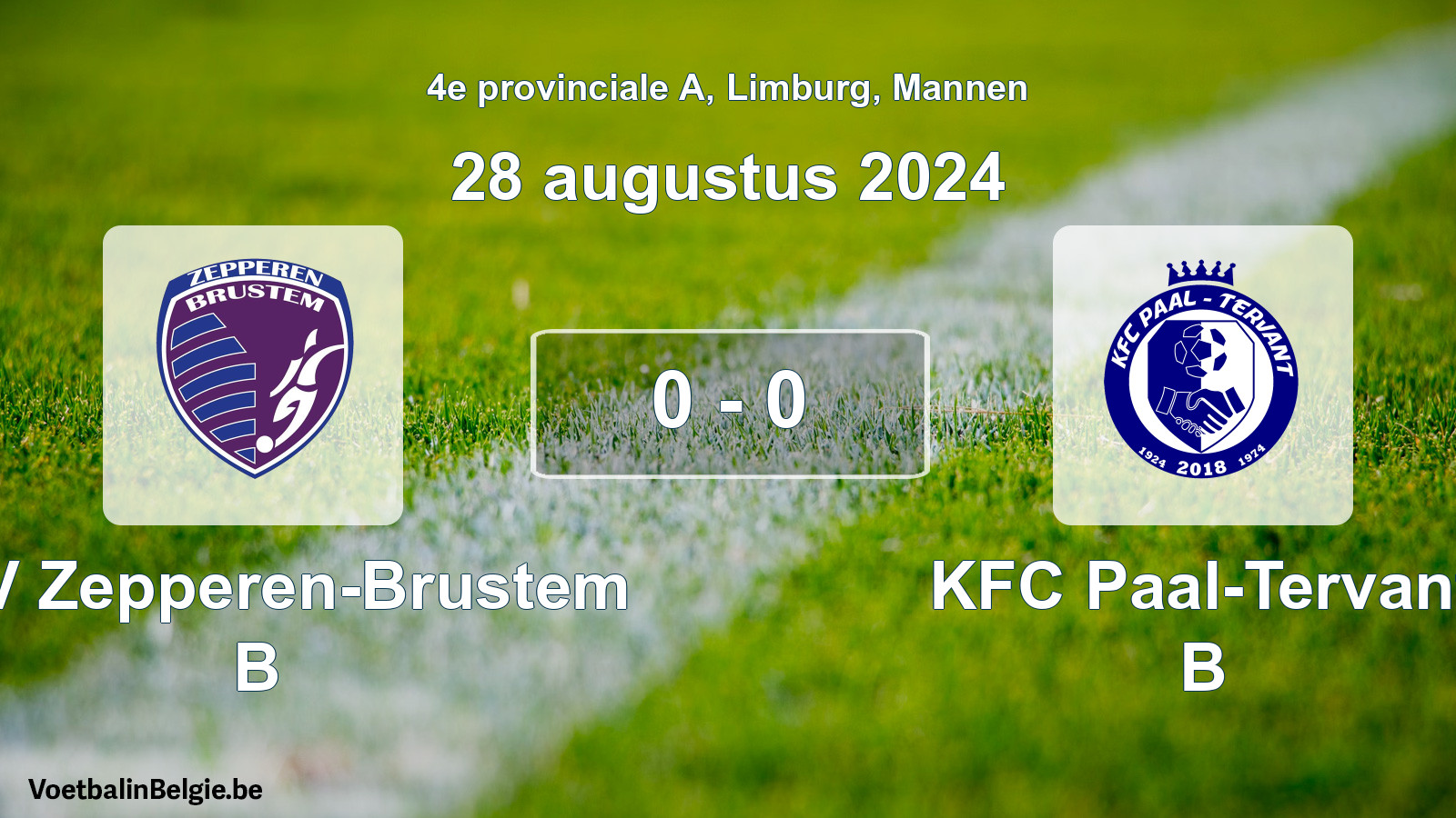 Gespeelde wedstrijd mannenvoetbal: KVV Zepperen-Brustem B - KFC Paal-Tervant B 0 - 0 (28 augustus 2024)