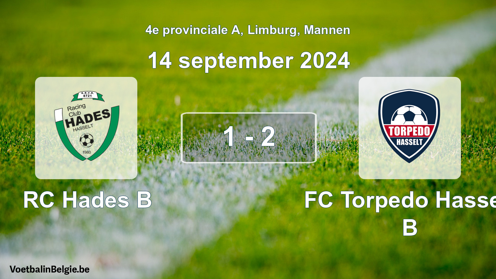 Gespeelde wedstrijd mannenvoetbal: RC Hades B - FC Torpedo Hasselt B 1 - 2 (14 september 2024)