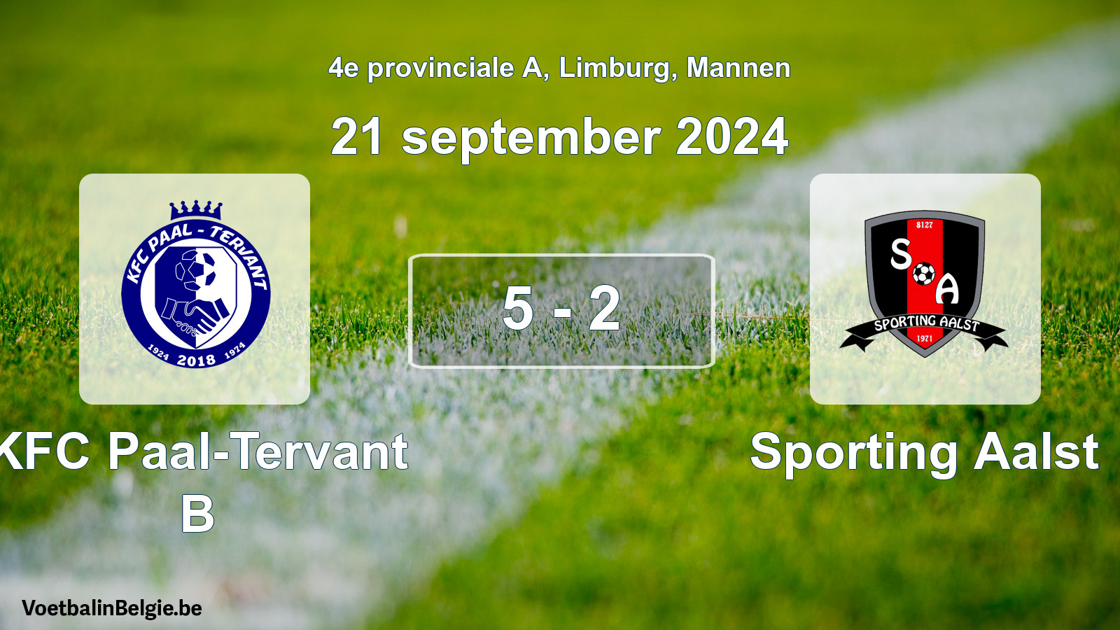 Gespeelde wedstrijd mannenvoetbal: KFC Paal-Tervant B - Sporting Aalst 5 - 2 (21 september 2024)