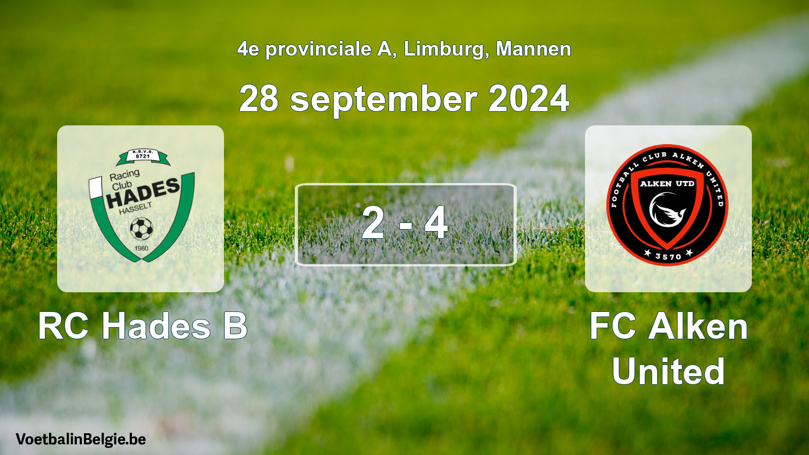 Gespieltes Spiel männer-Fußball: RC Hades B - FC Alken United 2 - 4 (28 September 2024)