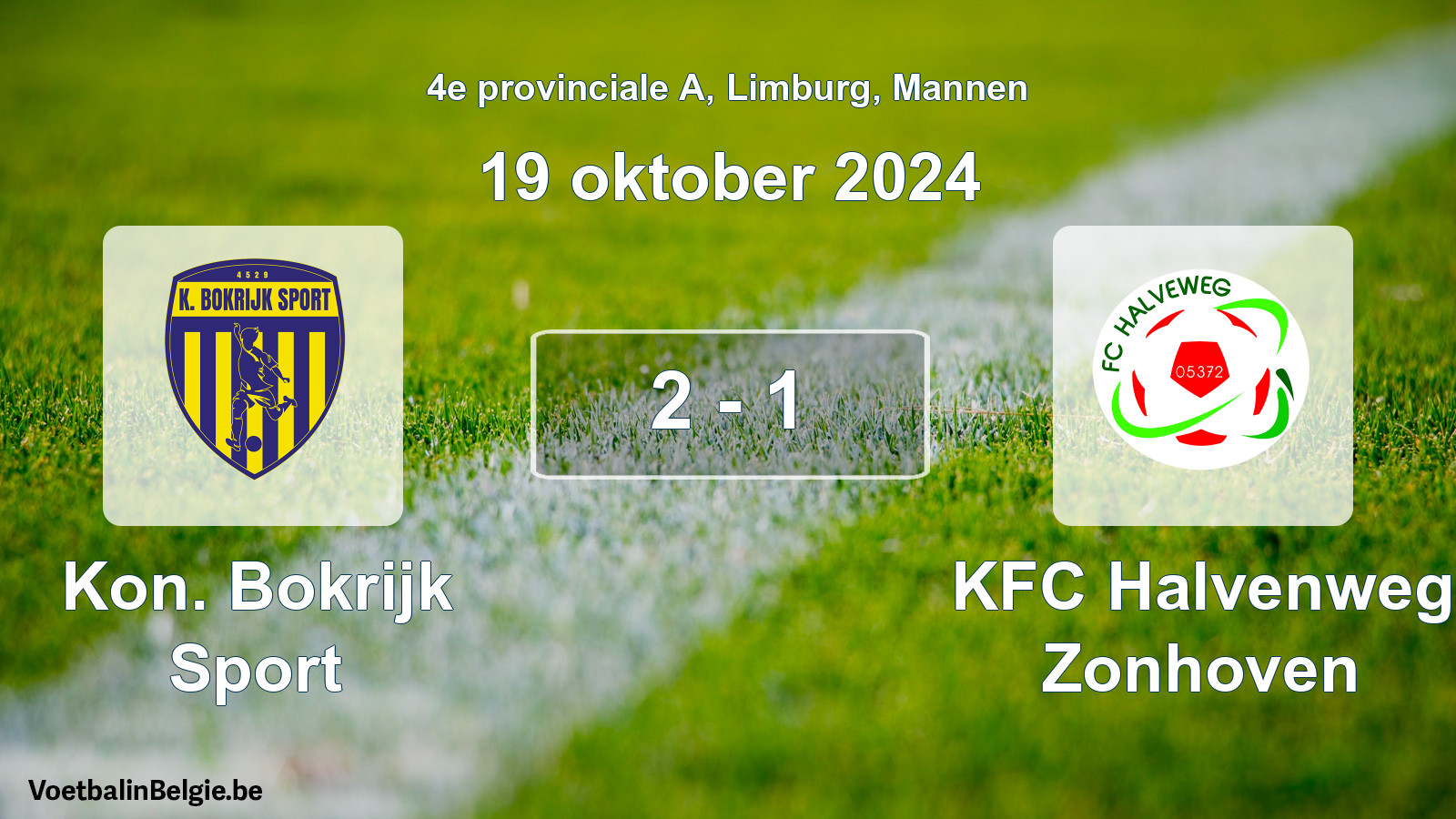 Gespeelde wedstrijd mannenvoetbal: Kon. Bokrijk Sport - KFC Halvenweg Zonhoven 2 - 1 (19 oktober 2024)
