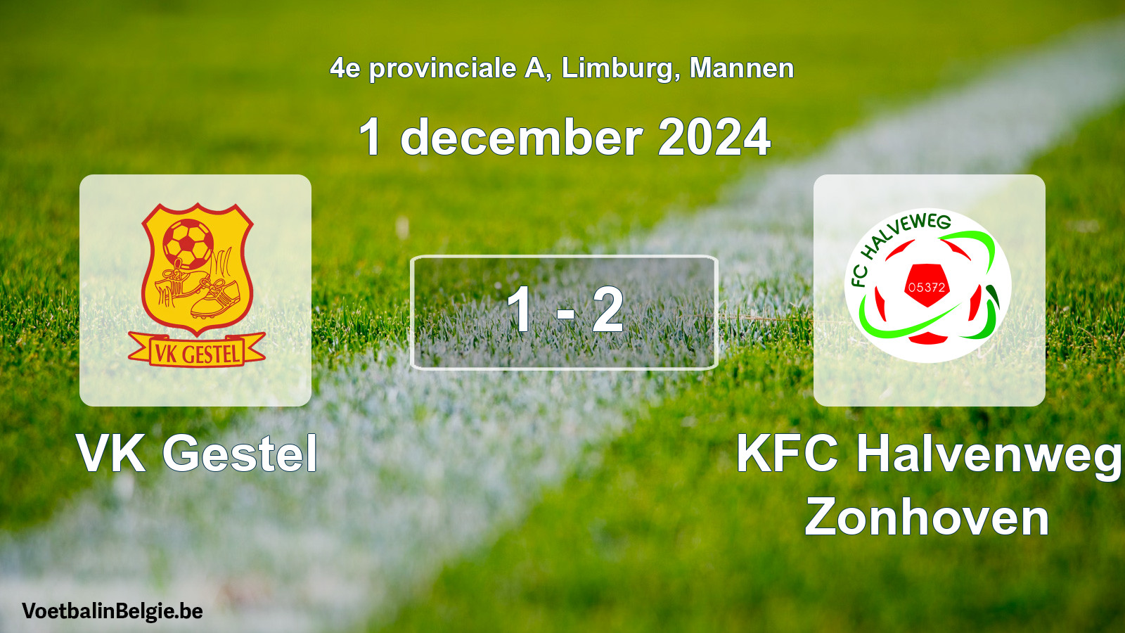 Gespeelde wedstrijd mannenvoetbal: VK Gestel - KFC Halvenweg Zonhoven 1 - 2 (1 december 2024)