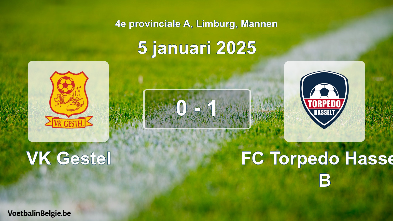 Gespeelde wedstrijd mannenvoetbal: VK Gestel - FC Torpedo Hasselt B 0 - 1 (5 januari 2025)