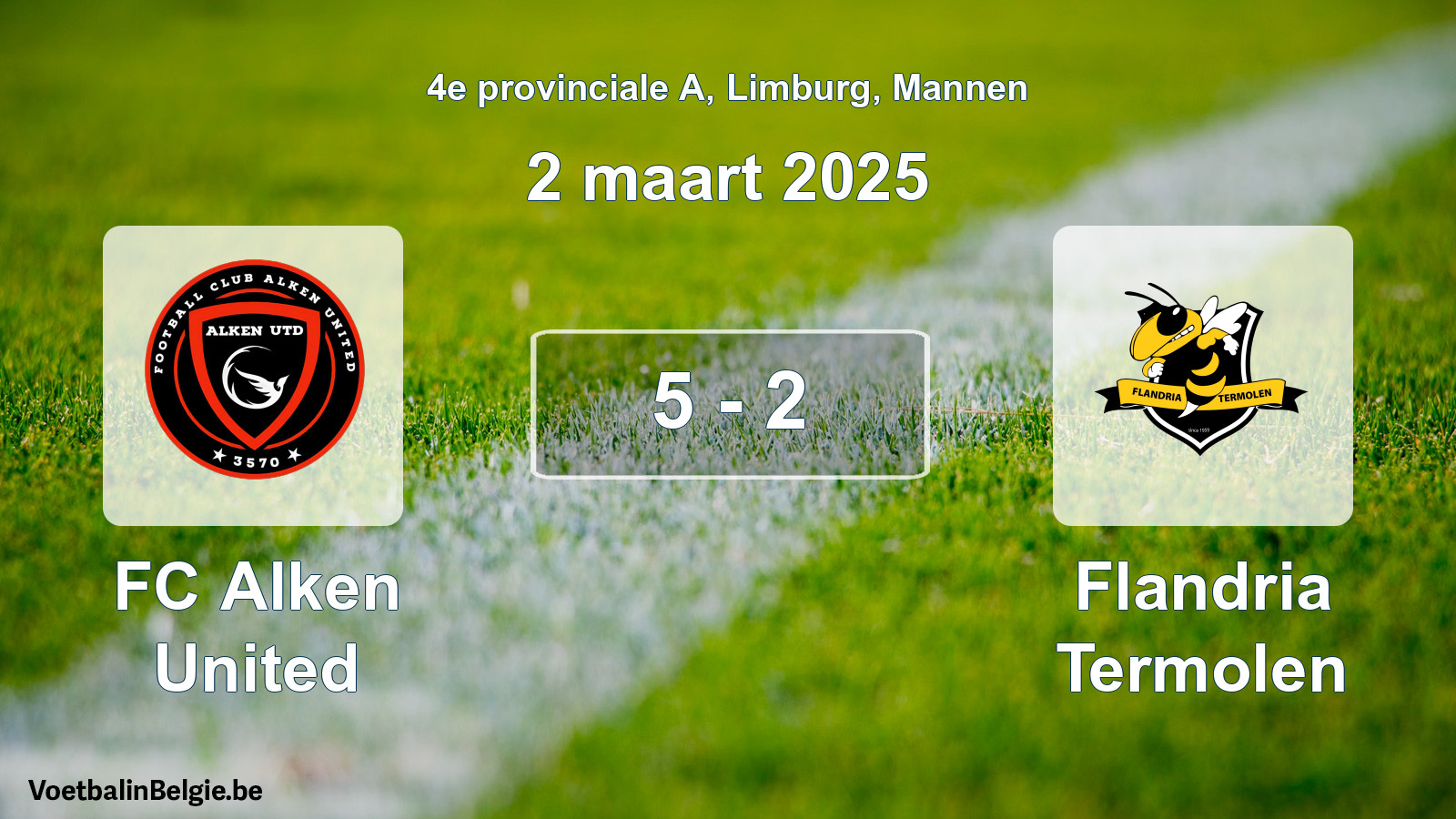 Gespieltes Spiel männer-Fußball: FC Alken United - Flandria Termolen 5 - 2 (2 März 2025)