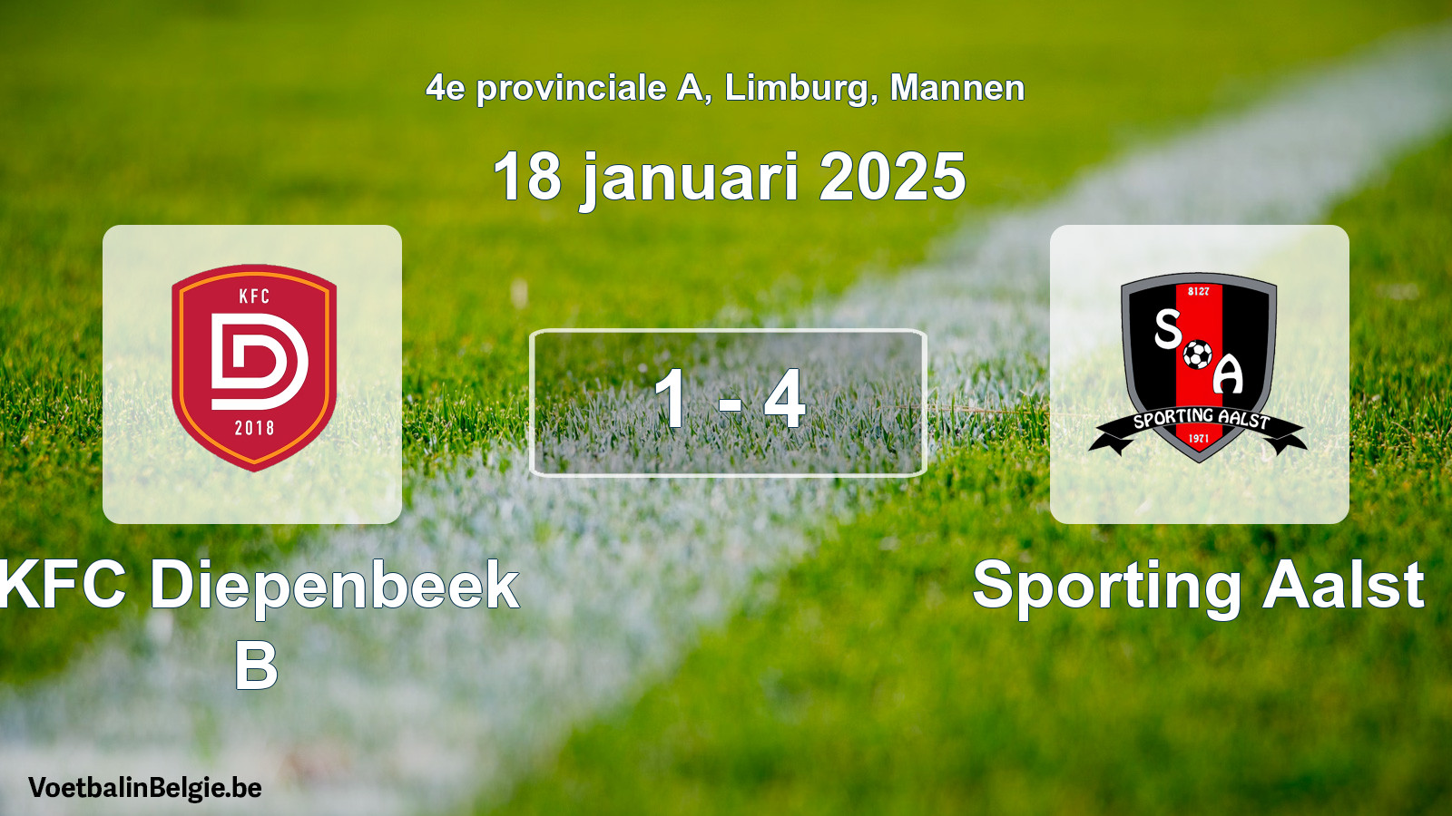 Played match men football: KFC Diepenbeek B - Sporting Aalst 1 - 4 (18 January 2025)
