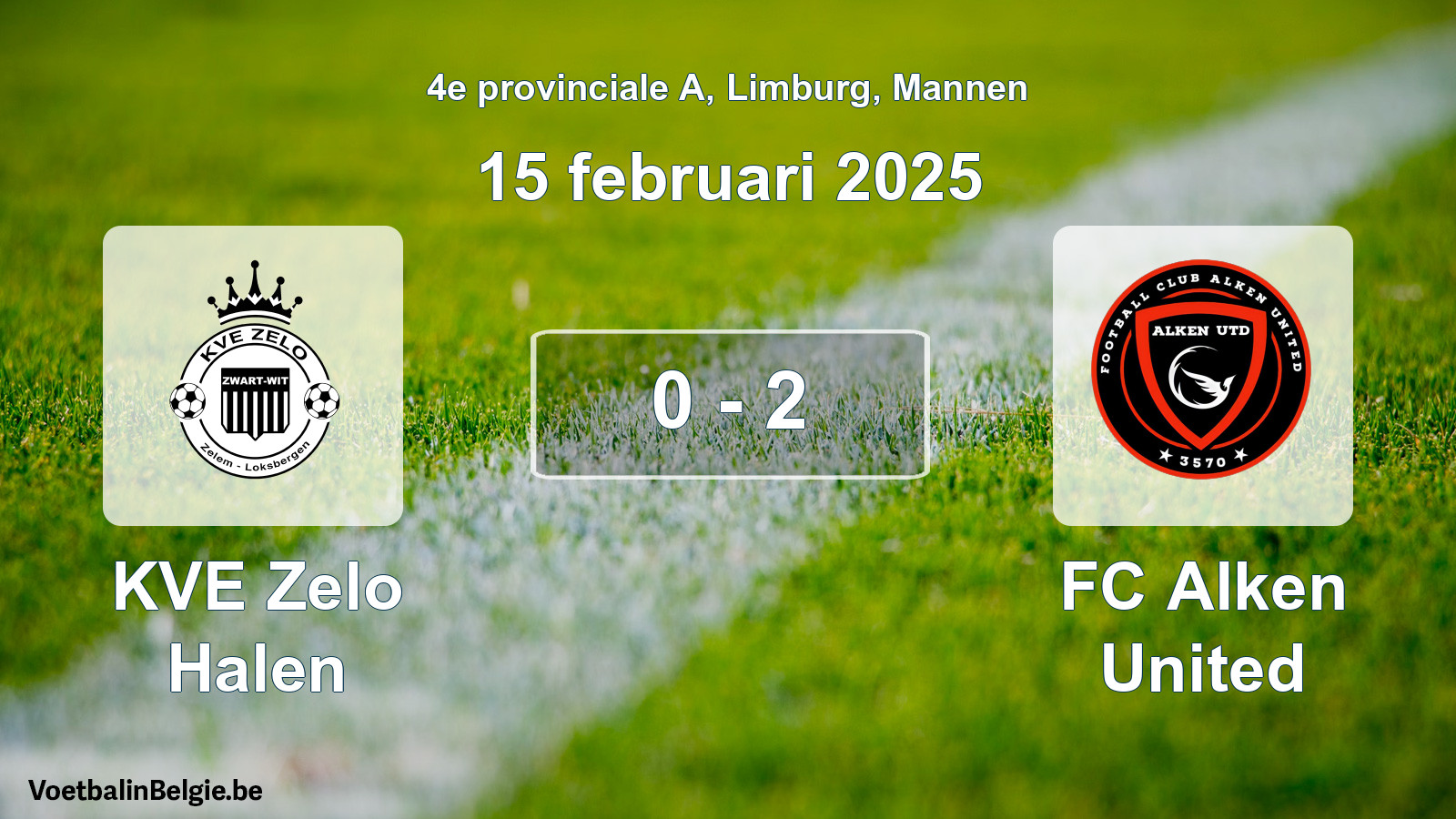 Gespieltes Spiel männer-Fußball: KVE Zelo Halen - FC Alken United 0 - 2 (15 Februar 2025)