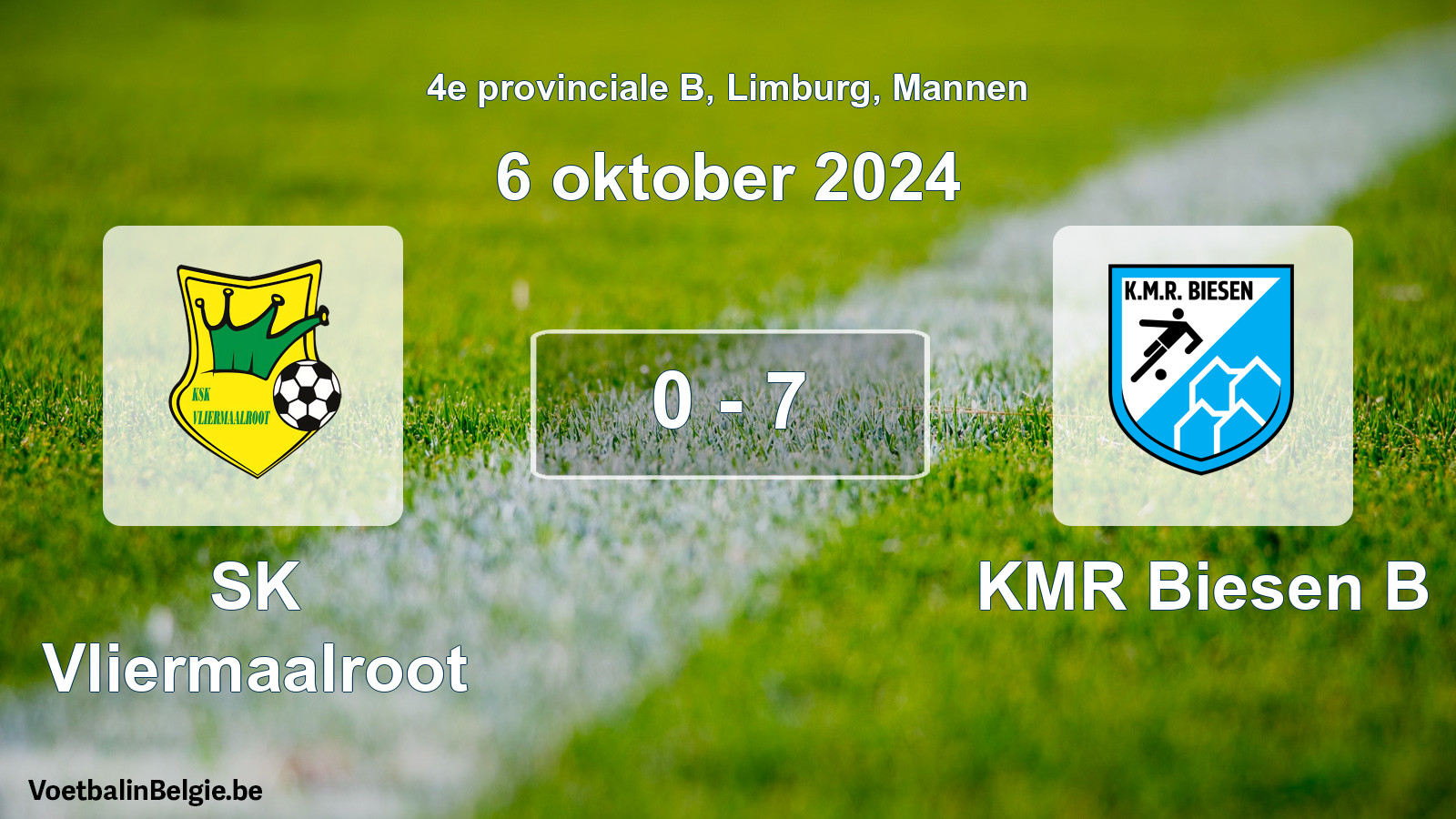 Played match men football: SK Vliermaalroot - KMR Biesen B 0 - 7 (6 October 2024)