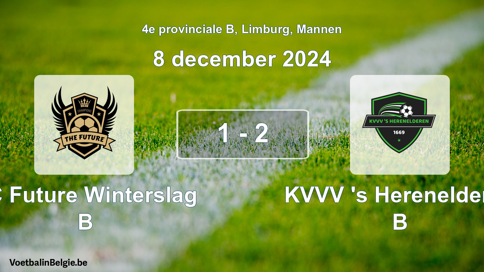 Played match men football: FC Future Winterslag B - KVVV 's Herenelderen B 1 - 2 (8 December 2024)