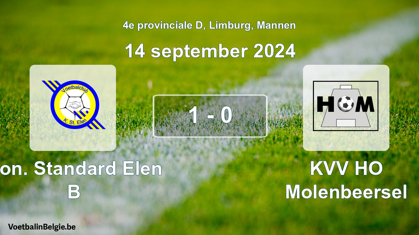 Played match men football: Kon. Standard Elen B - KVV HO Molenbeersel 1 - 0 (14 September 2024)