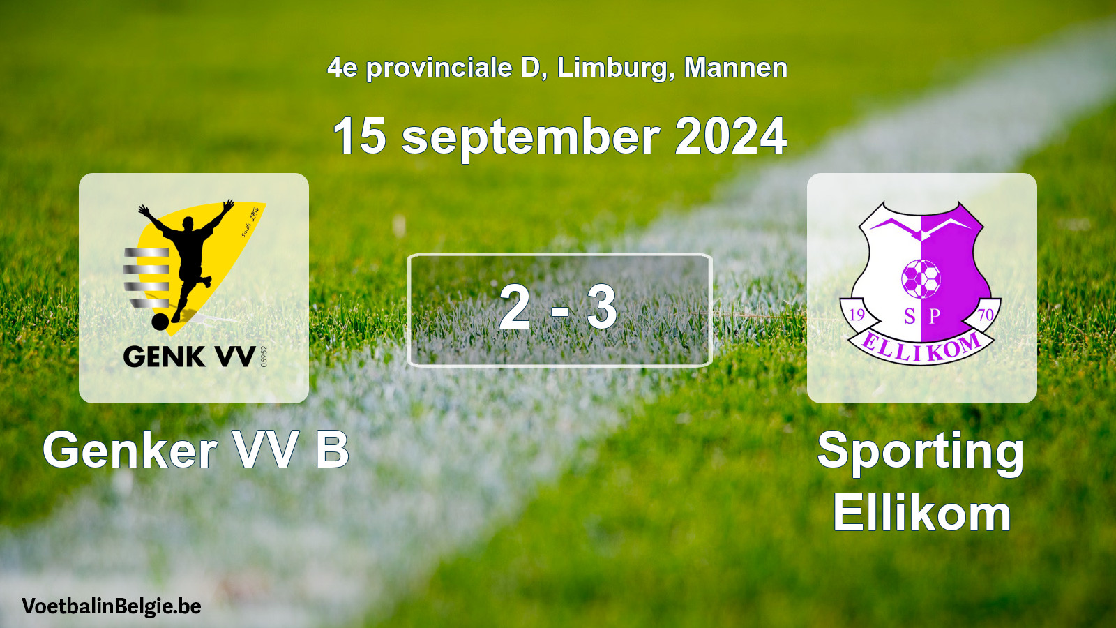 Gespeelde wedstrijd mannenvoetbal: Genker VV B - Sporting Ellikom 2 - 3 (15 september 2024)