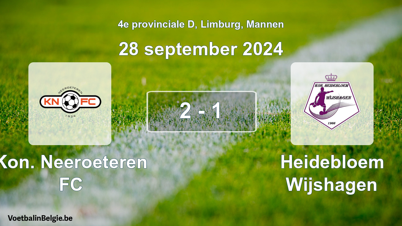 Gespeelde wedstrijd mannenvoetbal: Kon. Neeroeteren FC - Heidebloem Wijshagen 2 - 1 (28 september 2024)
