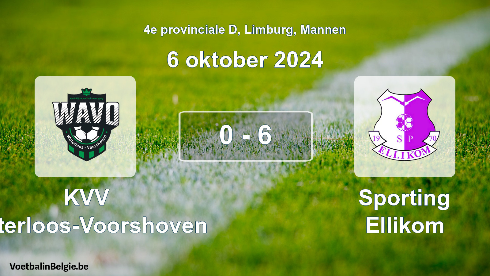 Gespeelde wedstrijd mannenvoetbal: KVV Waterloos-Voorshoven - Sporting Ellikom 0 - 6 (6 oktober 2024)