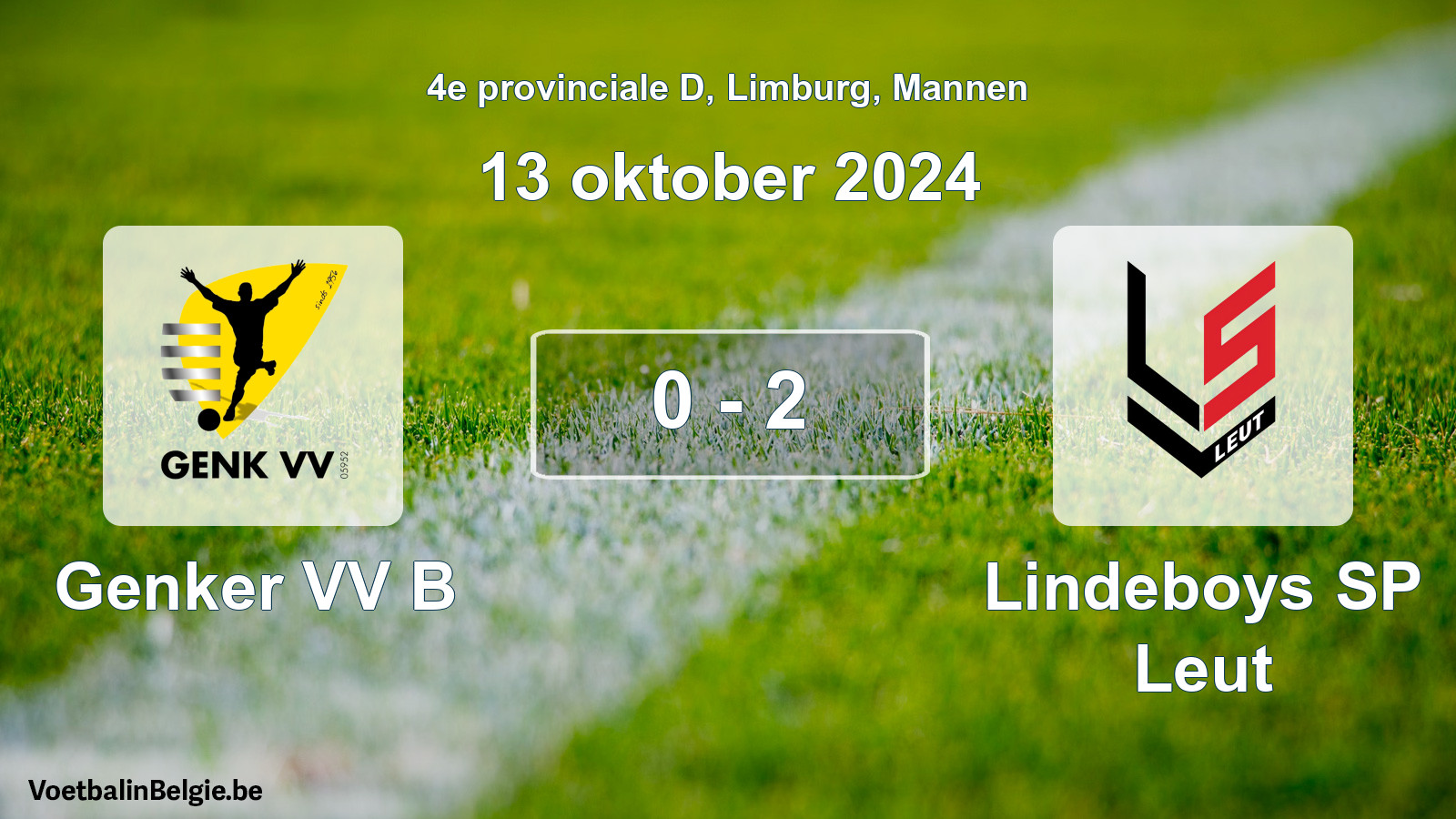 Gespeelde wedstrijd mannenvoetbal: Genker VV B - Lindeboys SP Leut 0 - 2 (13 oktober 2024)