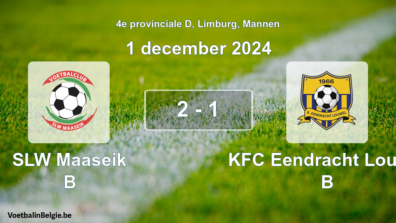 Gespeelde wedstrijd mannenvoetbal: SLW Maaseik B - KFC Eendracht Louwel B 2 - 1 (1 december 2024)