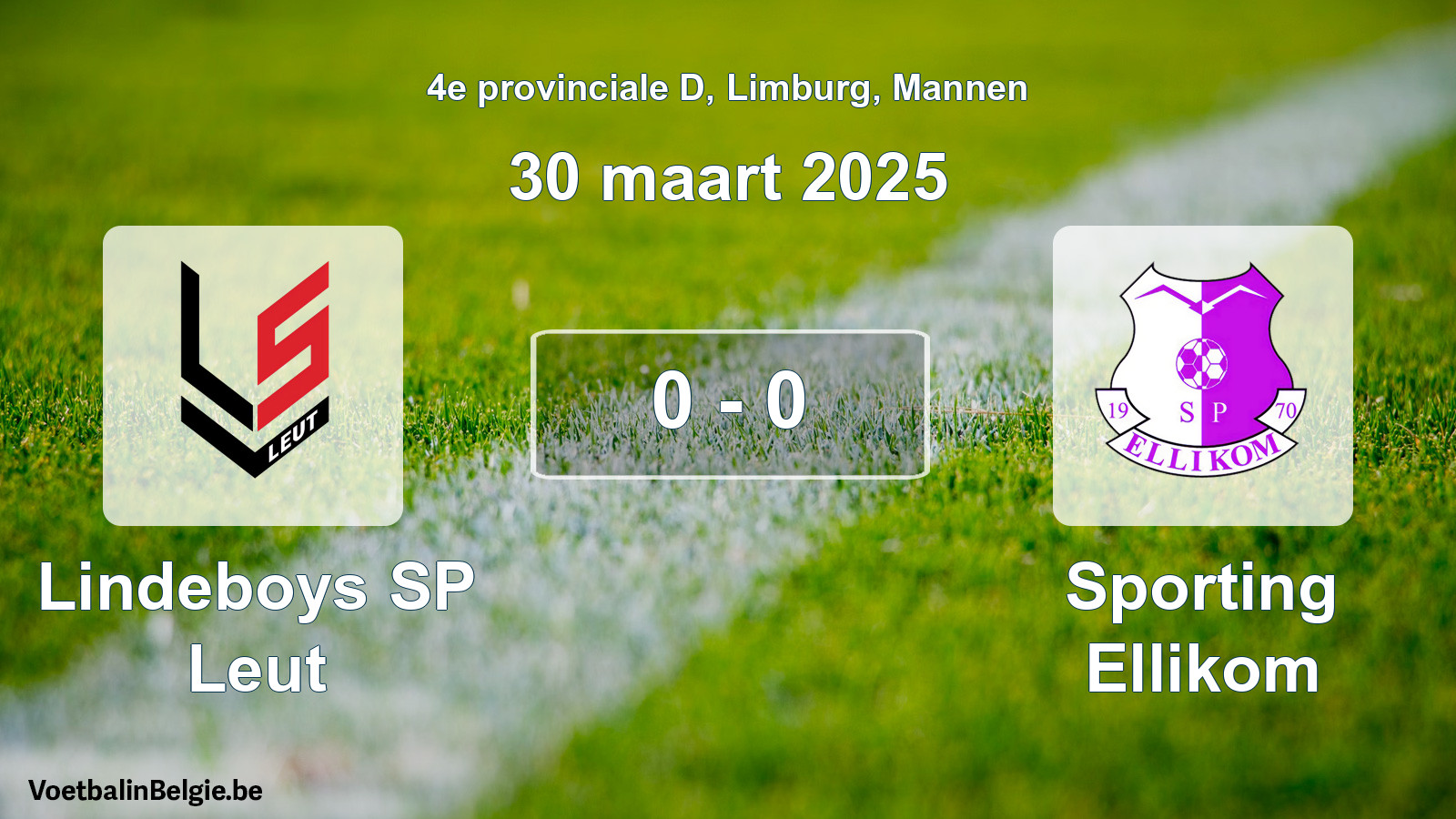 Gespeelde wedstrijd mannenvoetbal: Lindeboys SP Leut - Sporting Ellikom 0 - 0 (30 maart 2025)