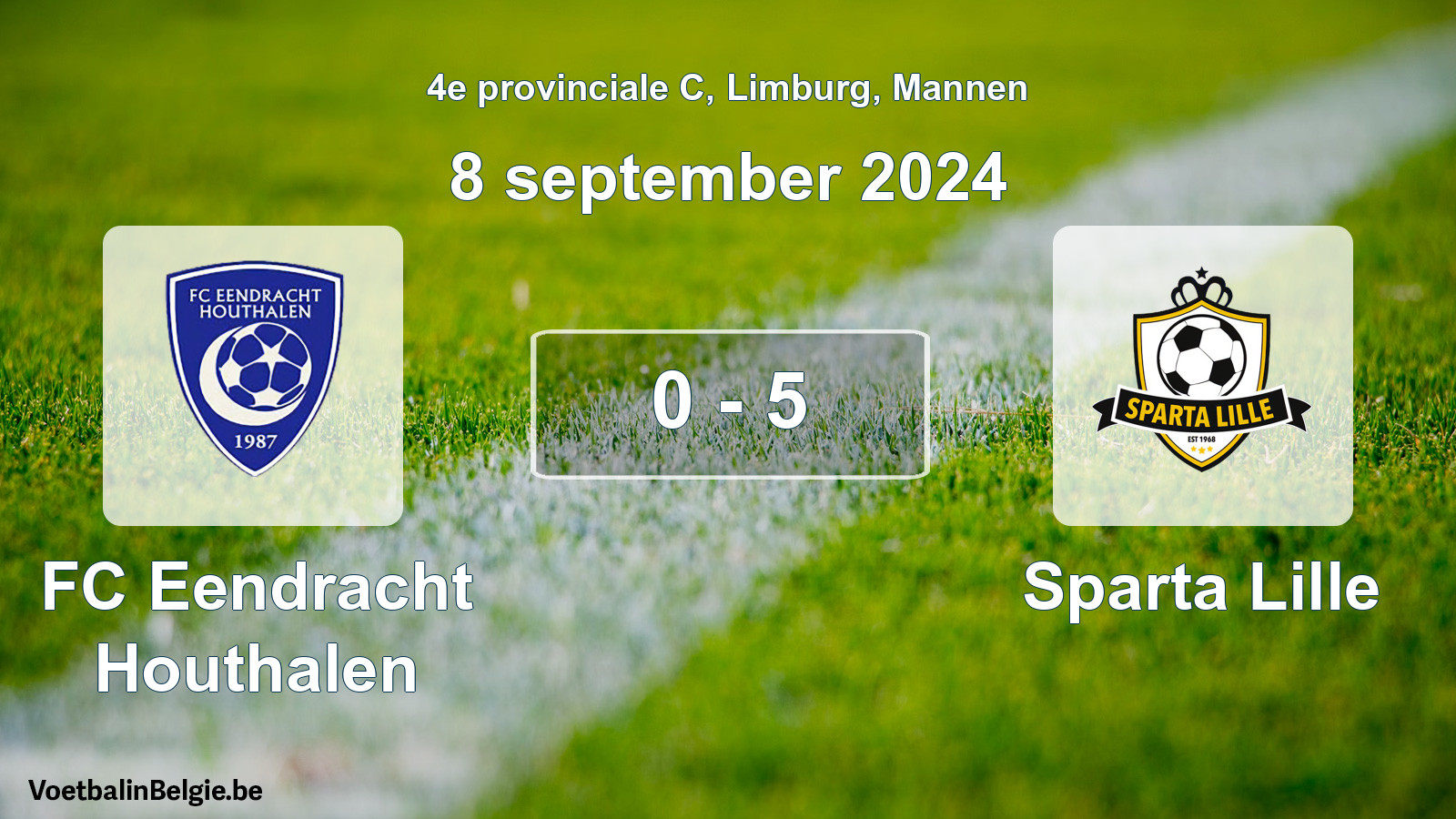 Gespeelde wedstrijd mannenvoetbal: FC Eendracht Houthalen - Sparta Lille 0 - 5 (8 september 2024)