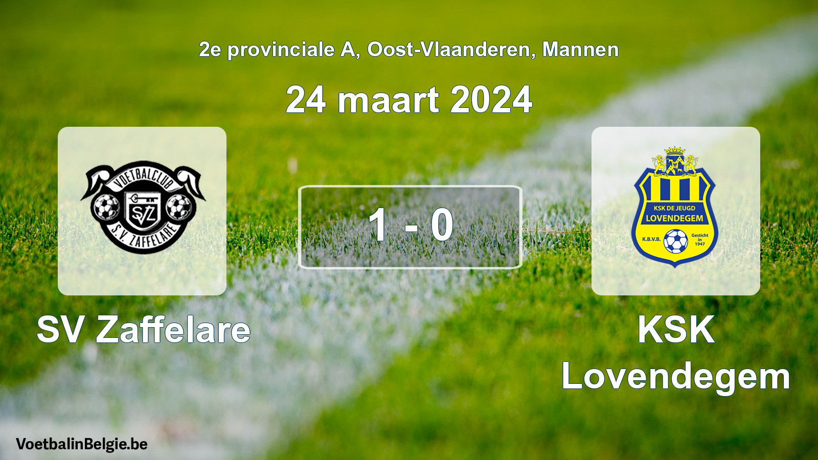 Gespeelde wedstrijd mannenvoetbal: SV Zaffelare - KSK Lovendegem 1 - 0 (24 maart 2024)
