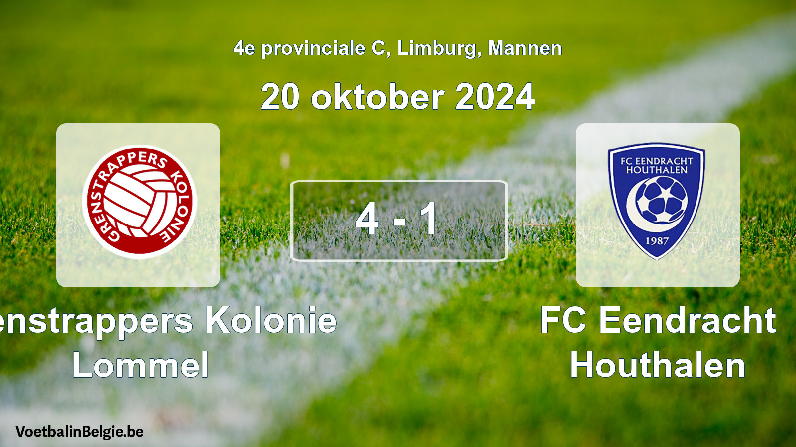 Gespeelde wedstrijd mannenvoetbal: Grenstrappers Kolonie Lommel - FC Eendracht Houthalen 4 - 1 (20 oktober 2024)