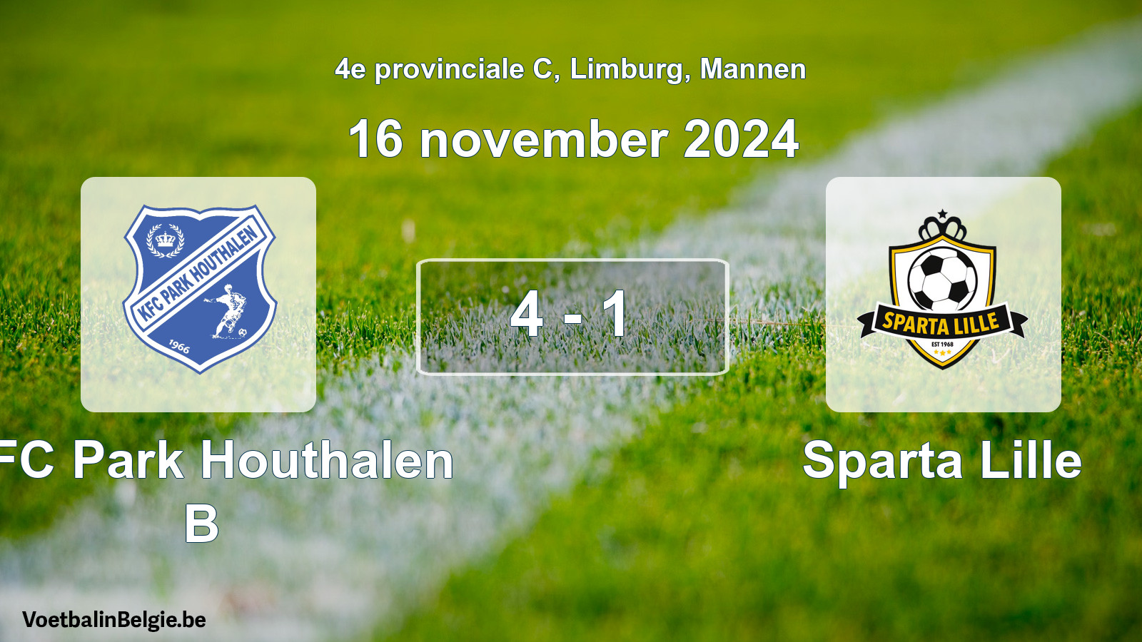 Gespieltes Spiel männer-Fußball: KFC Park Houthalen B - Sparta Lille 4 - 1 (16 November 2024)