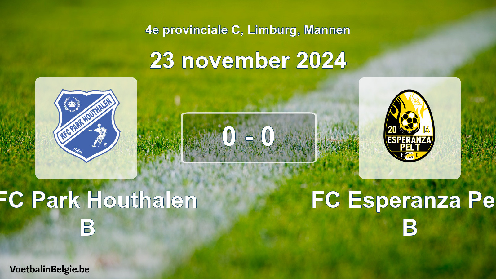 Gespeelde wedstrijd mannenvoetbal: KFC Park Houthalen B - FC Esperanza Pelt B 0 - 0 (23 november 2024)