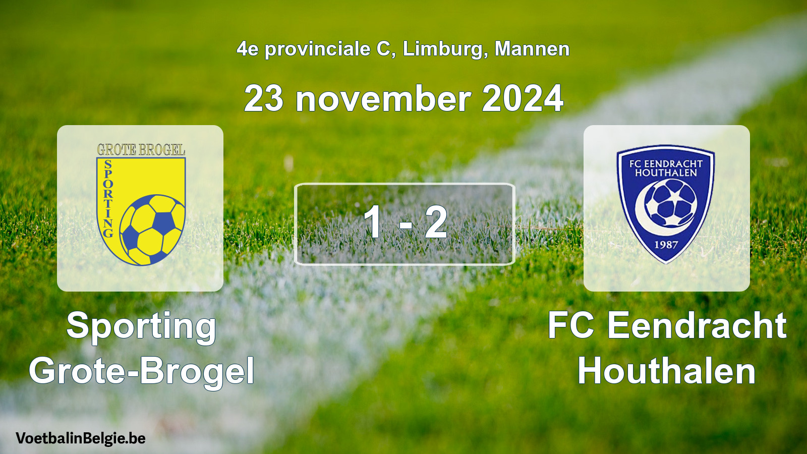 Gespeelde wedstrijd mannenvoetbal: Sporting Grote-Brogel - FC Eendracht Houthalen 1 - 2 (23 november 2024)