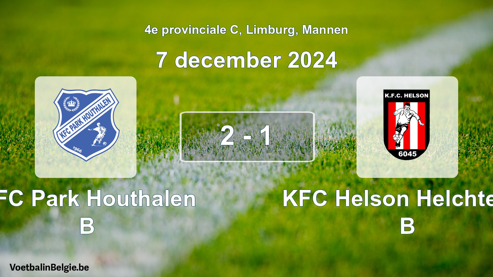 Gespeelde wedstrijd mannenvoetbal: KFC Park Houthalen B - KFC Helson Helchteren B 2 - 1 (7 december 2024)