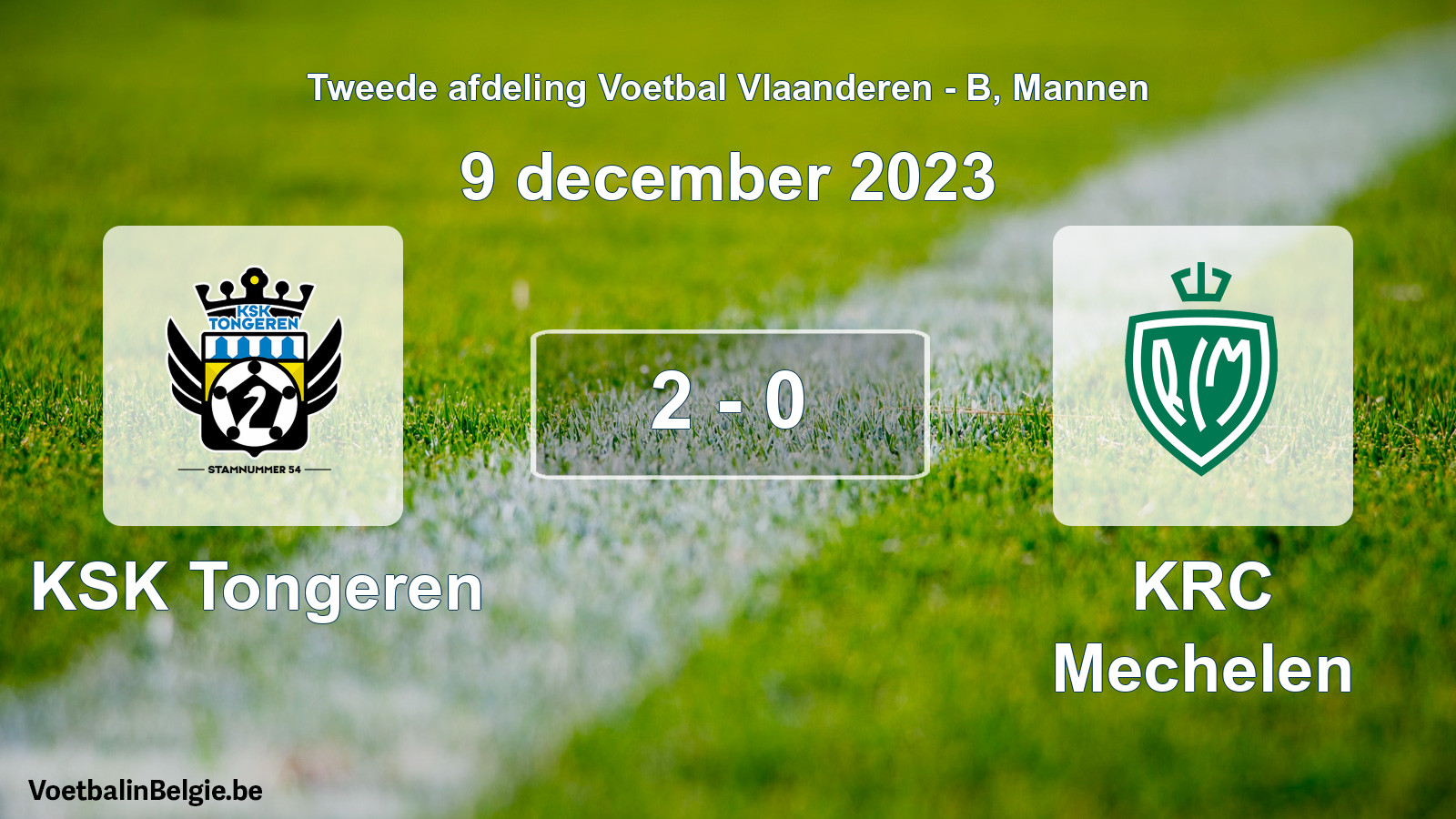 Gespeelde wedstrijd mannenvoetbal: KSK Tongeren - KRC Mechelen 2 - 0 (9 december 2023)