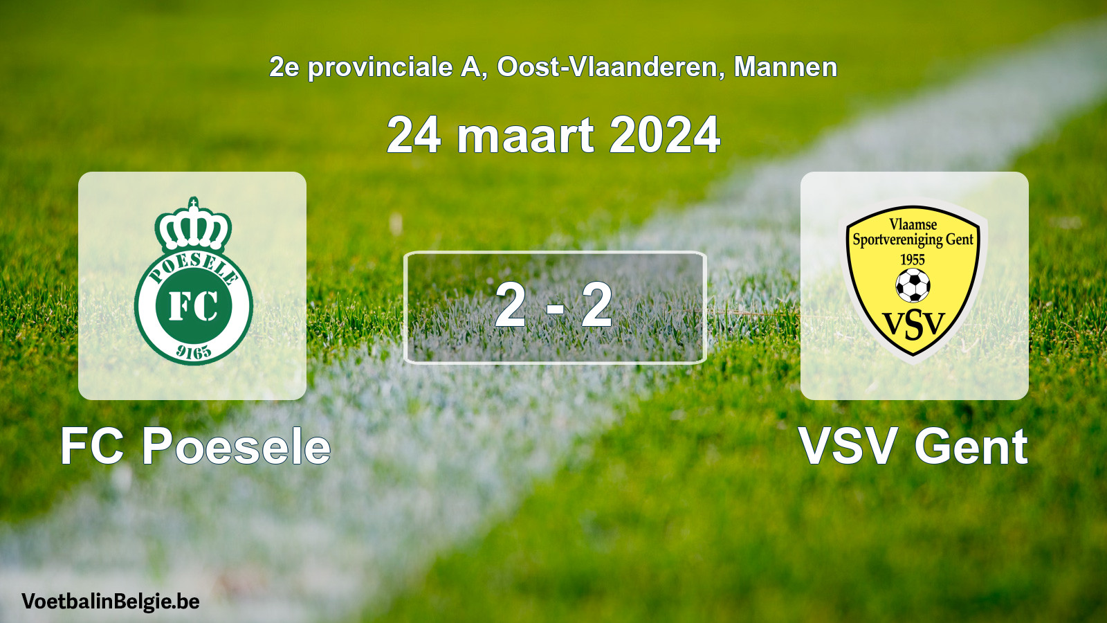 Gespeelde wedstrijd mannenvoetbal: FC Poesele - VSV Gent 2 - 2 (24 maart 2024)