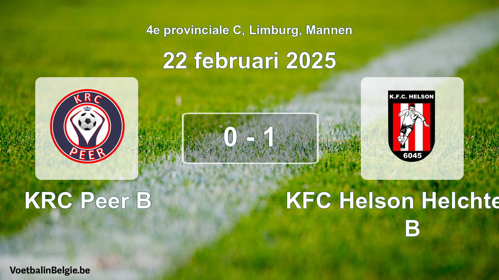 Gespeelde wedstrijd mannenvoetbal: KRC Peer B - KFC Helson Helchteren B 0 - 1 (22 februari 2025)
