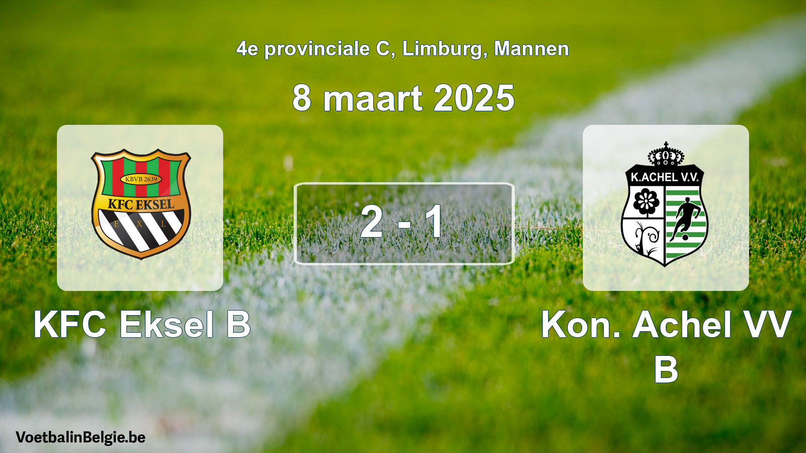 Gespeelde wedstrijd mannenvoetbal: KFC Eksel B - Kon. Achel VV B 2 - 1 (8 maart 2025)
