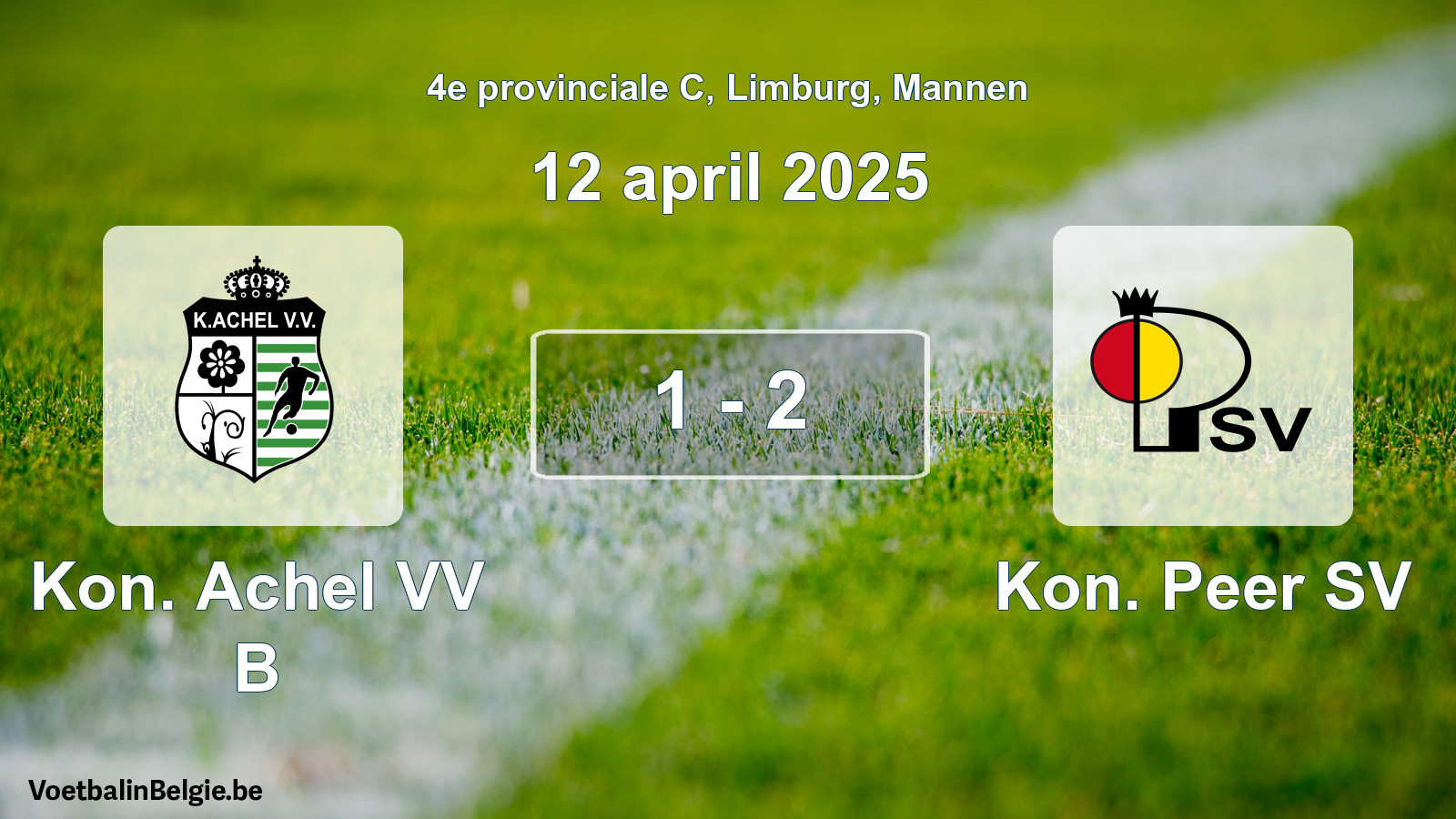 Gespeelde wedstrijd mannenvoetbal: Kon. Achel VV B - Kon. Peer SV 1 - 2 (12 april 2025)