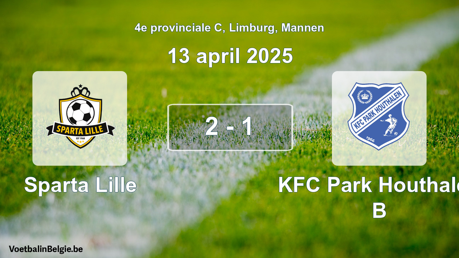 Gespeelde wedstrijd mannenvoetbal: Sparta Lille - KFC Park Houthalen B 2 - 1 (13 april 2025)