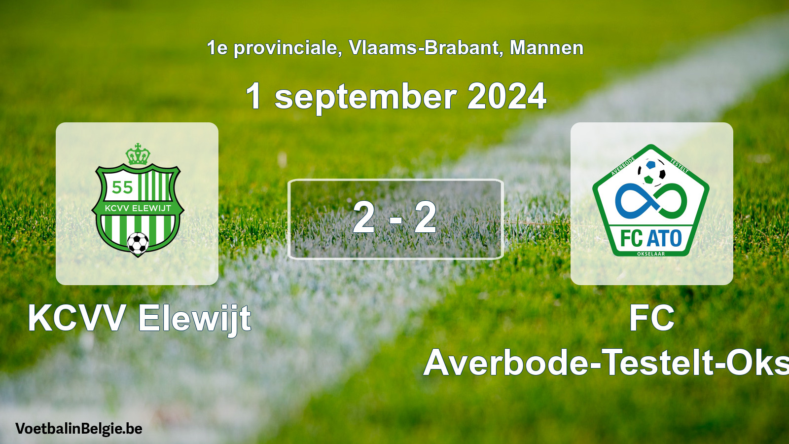 Gespeelde wedstrijd mannenvoetbal: KCVV Elewijt - FC Averbode-Testelt-Okselaar 2 - 2 (1 september 2024)