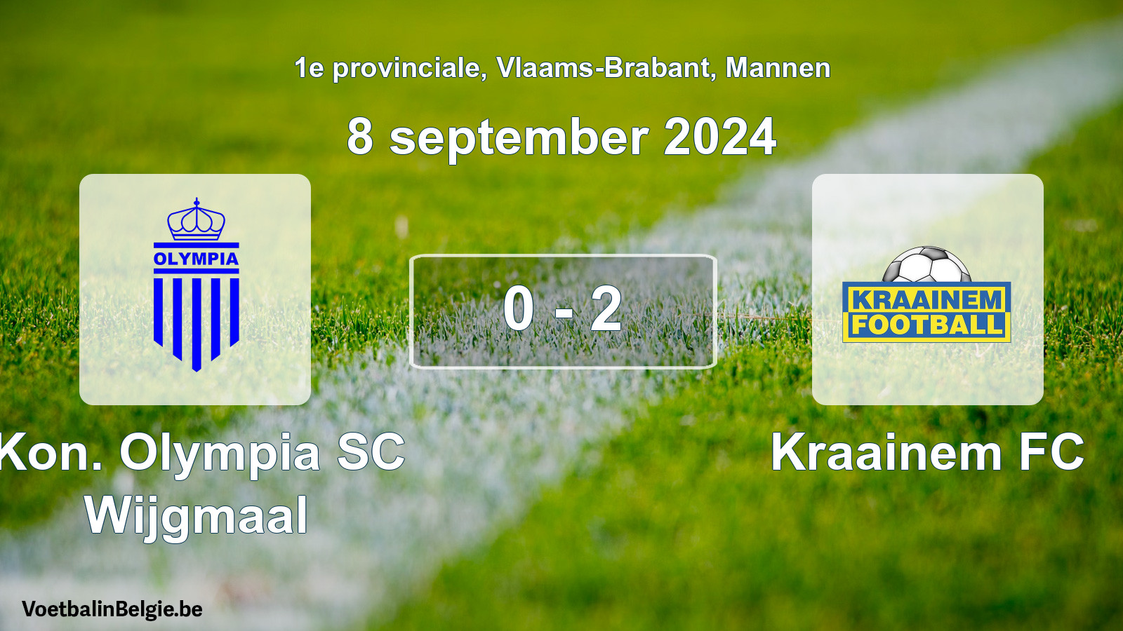 Played match men football: Kon. Olympia SC Wijgmaal - Kraainem FC 0 - 2 (8 September 2024)