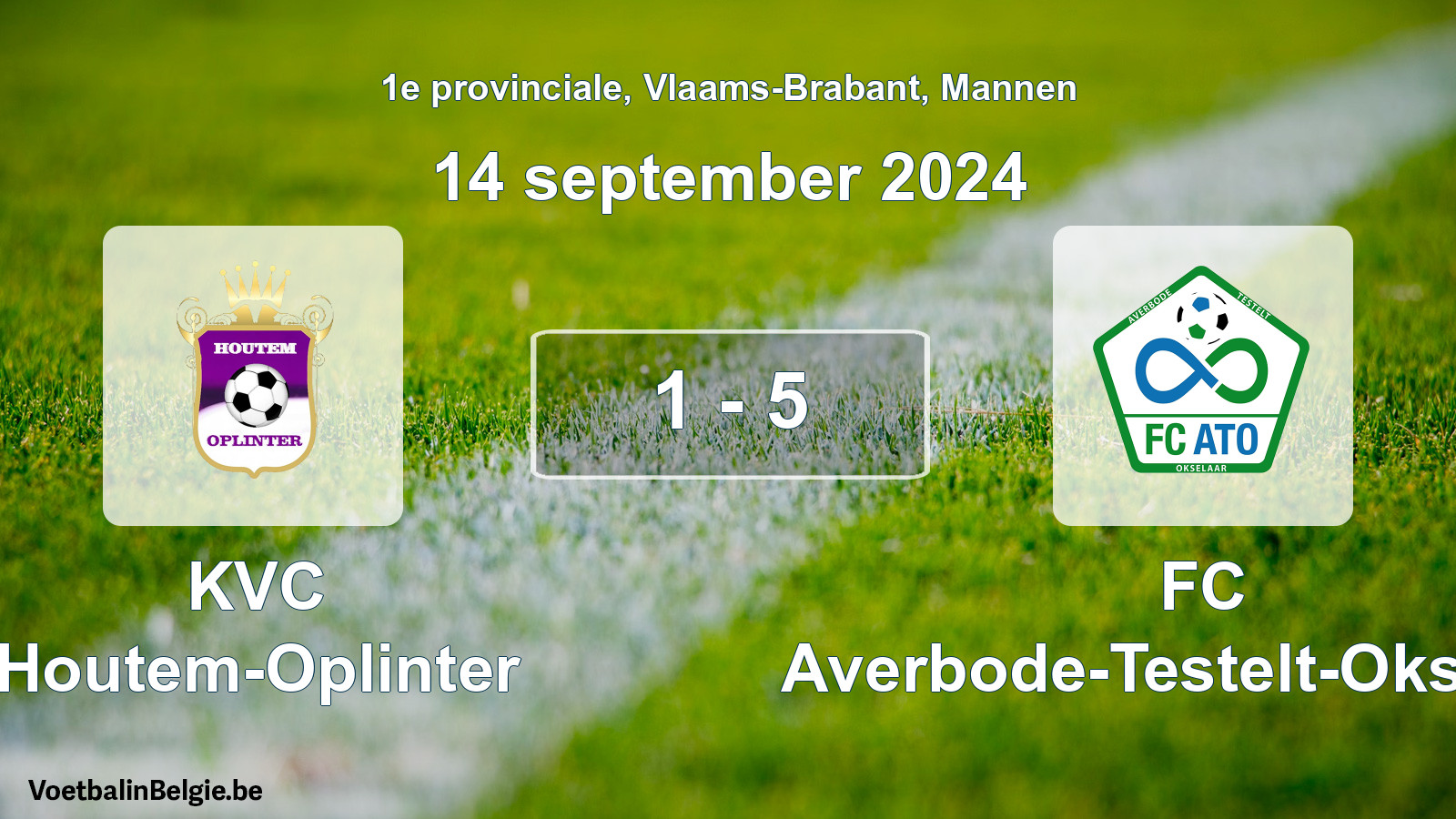 Match joué football hommes: KVC Houtem-Oplinter - FC Averbode-Testelt-Okselaar 1 - 5 (14 septembre 2024)