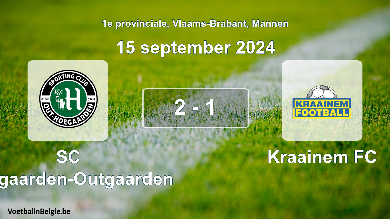 Gespieltes Spiel männer-Fußball: SC Hoegaarden-Outgaarden - Kraainem FC 2 - 1 (15 September 2024)