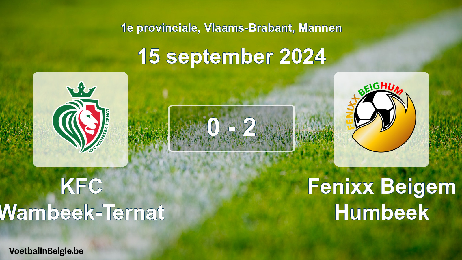 Gespeelde wedstrijd mannenvoetbal: KFC Wambeek-Ternat - Fenixx Beigem Humbeek 0 - 2 (15 september 2024)